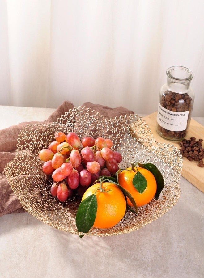 IBWell Decorative Dish for Home Decor and Centerpieces - Gold Vegetable Fruit Bowl Basket(Normal) for Kitchen Counter， Table Centerpieces for Dining Room and Living Room Decor (Gold, Normal) - Image 3
